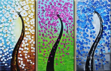 paneles de árboles florales textura 3D Pinturas al óleo